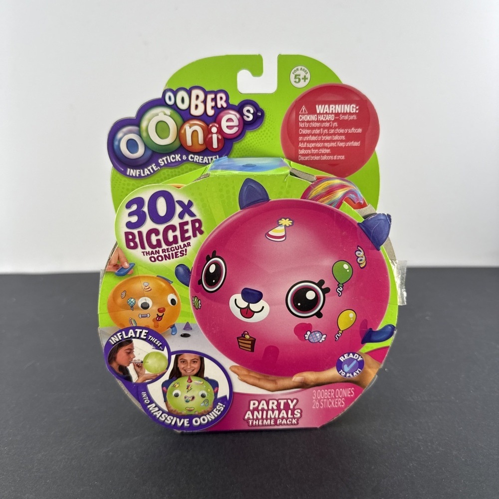 Oonies 30X Bigger Inflate, Stick Create- Party Animals Theme Pack Pink